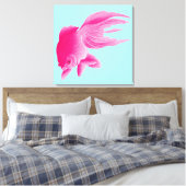 Blauwe roze goudvis Grote moderne Pop Canvas Afdruk (Insitu (Slaapkamer))