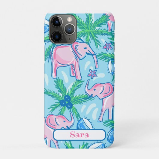 Blauwe roze groene preppy olifant Case-Mate iPhone case (Achterkant)
