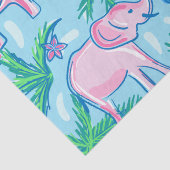 Blauwe roze groene preppy olifant tissuepapier (Detail)