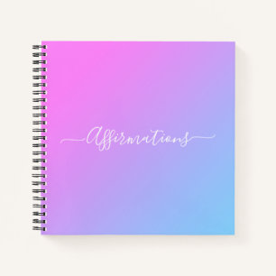 Blauwe roze kleurstof Witte Typografie Affirmaties Notitieboek
