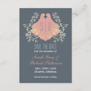 Blauwe roze  langwerpige bruiloft slaat de datum o save the date