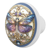 Blauwe Roze Libelle Parels Edelstenen Keramische Knop (Rechts)