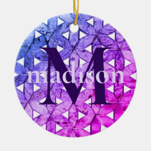 Blauwe roze paarse bloem van het leven, bange geom keramisch ornament