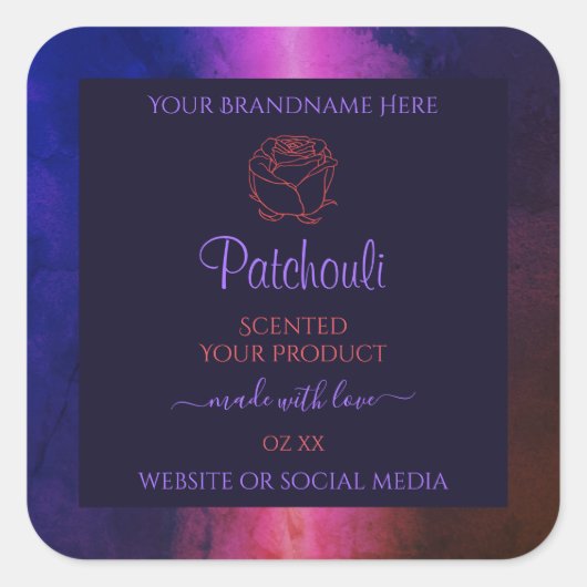 Blauwe roze Paarse marmer Product Labels - Roos ve (Voorkant)