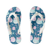 Blauwe roze platte walvissen kinder teenslippers (Voetbed)