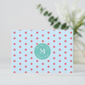 Blauwe roze pols dot platte dank je creditcard bedankkaart (Staand voorkant)