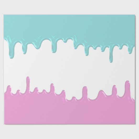Blauwe Roze Verf Druppelt Geslacht Onthulling Part Cadeaupapier (Vlak)