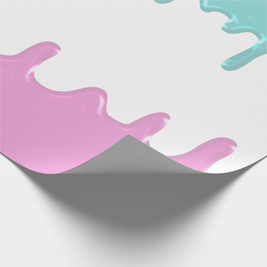 Blauwe Roze Verf Druppelt Geslacht Onthulling Part Cadeaupapier (Hoek)