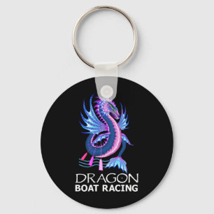 Blauwe roze waterdraak-races sleutelhanger