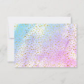 Blauwe, roze waterverf confetti specks bruiloft RS RSVP Kaartje (Achterkant)