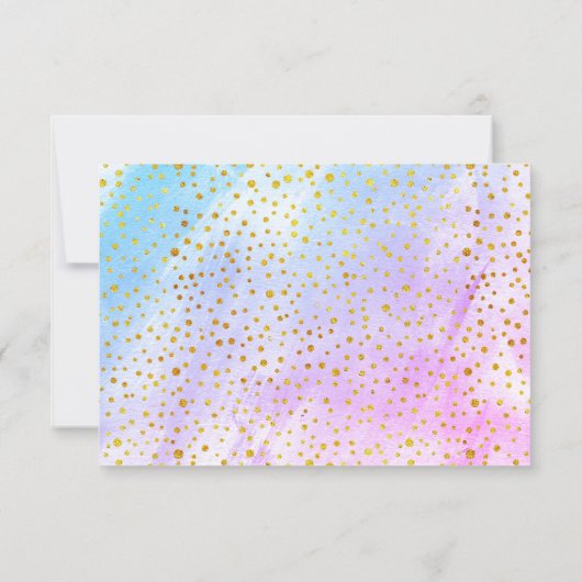 Blauwe, roze waterverf confetti specks bruiloft RS RSVP Kaartje (Achterkant)