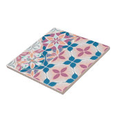 Blauwe, roze, witte en beige bloemen tegeltje (Zijkant)