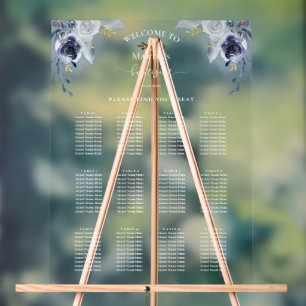 blauwe rozen Baptisme-zittingskaart Acryl Bord