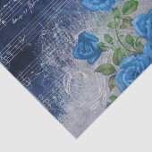 Blauwe  Rozen Blad Muziek ontkoppelen Tissuepapier (Detail)
