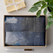 Blauwe  Rozen Blad Muziek ontkoppelen Tissuepapier (Geschenk)