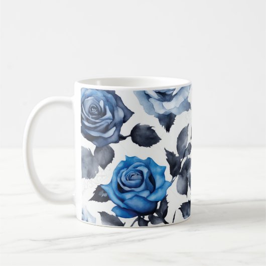 Blauwe Rozen Bloemen 1 Koffiemok (Links)