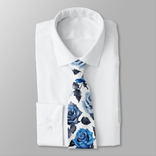 Blauwe Rozen Bloemen 1 Stropdas (Gebonden)
