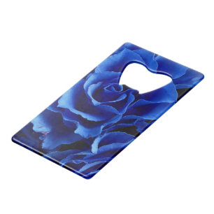Blauwe rozen bloemen plant romance creditcard fles kredietkaart flessenopener