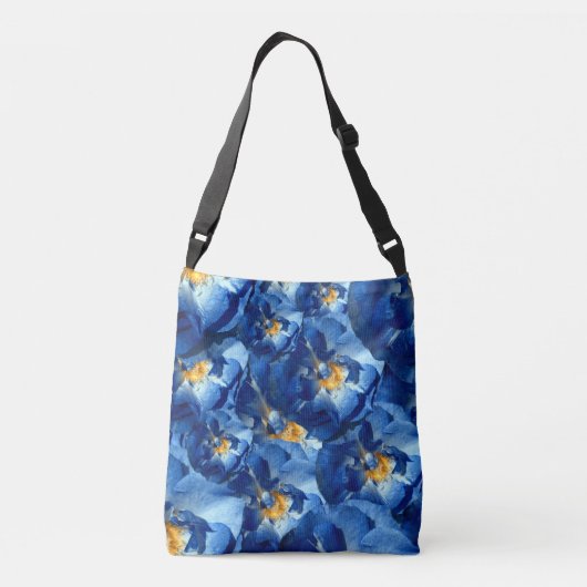 Blauwe Rozen bloemenpatroon Tas (Achterkant)