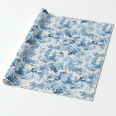 Blauwe Rozen Botanische Tuin Cadeaupapier (Uitgerold)