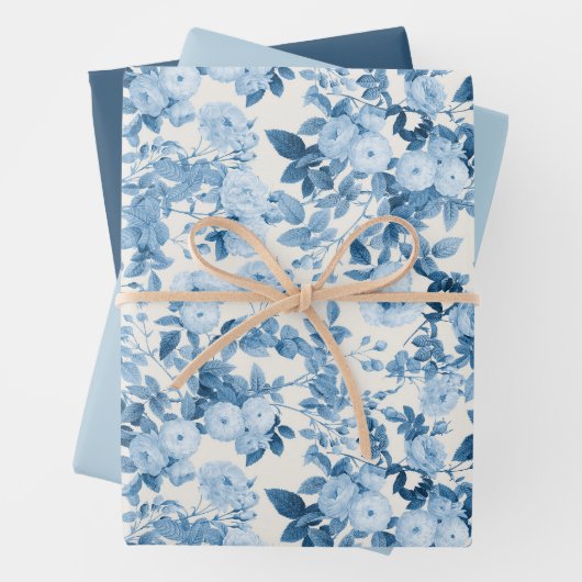Blauwe Rozen Botanische Tuin Inpakpapier Vel (In situ)