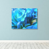 Blauwe Rozen Canvas Afdruk (Insitu (Houten vloer))