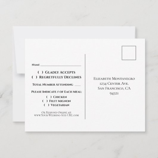 Blauwe Rozen Downloadbare Huwelijks RSVP Postkaart Kaart (Achterkant)