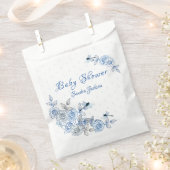 Blauwe Rozen Dragonfly Baby shower Bedankzakje (Geknipt)