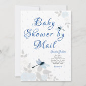 Blauwe Rozen Dragonfly Baby shower Kaart (Voorkant)