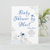 Blauwe Rozen Dragonfly Baby shower Kaart (Staand voorkant)