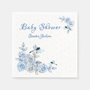 Blauwe Rozen Dragonfly Baby shower Servet