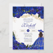 Blauwe Rozen Elegant Charro Quinceanera Kaart (Voorkant)