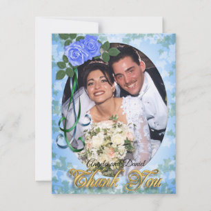 Blauwe Rozen elegant Hartelijk dank RSVP Kaartje