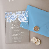 Blauwe Rozen Elegant Vrijgezellenfeest Acryl Uitnodigingen