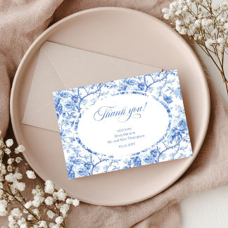 Blauwe Rozen Elegante Bloemen Bruiloft Bedankkaart