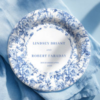 Blauwe Rozen Elegante Bruiloftspapieren Borden