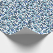 Blauwe Rozen en bladeren inpakpapier (Hoek)