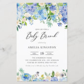 Blauwe Rozen en Hydrangea Baby Brunch Invitation (Voorkant)