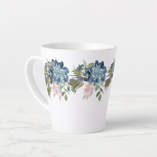 Blauwe Rozen en Iris hedendaagse latte Mok (Linkerhoek)