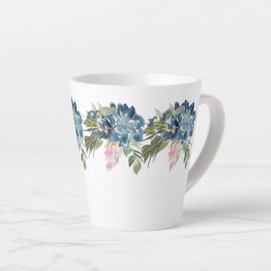 Blauwe Rozen en Iris hedendaagse latte Mok (Rechterhoek)