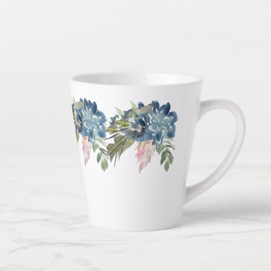 Blauwe Rozen en Iris hedendaagse latte Mok (Rechts)