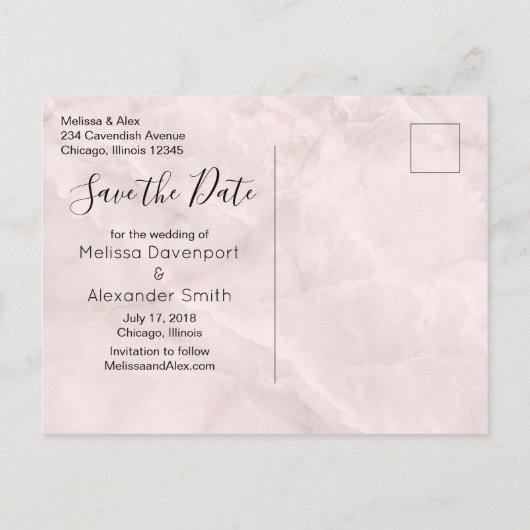 Blauwe Rozen en kroonbloemkool, sla de datum op Aankondigingskaart (Achterkant)