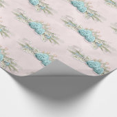 Blauwe Rozen en kroonflora Bouquet Pattern Cadeaupapier (Hoek)