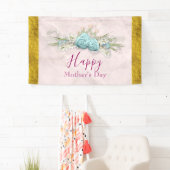 Blauwe Rozen en kroonFloral Bouquet Moederdag Spandoek (Insitu)