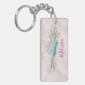 Blauwe Rozen en kroonFloral Bouquet Sleutelhanger (Voorkant Links)