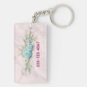 Blauwe Rozen en kroonFloral Bouquet Sleutelhanger (achterkant)