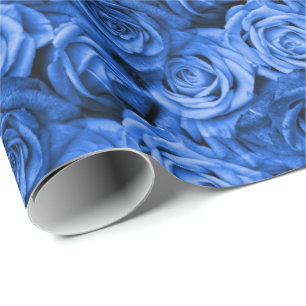 Blauwe Rozen Floral Cadeaupapier