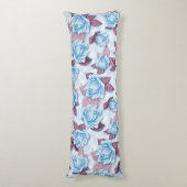 Blauwe rozen. Floral patroon Lichaamskussen (Achterkant (Verticaal))