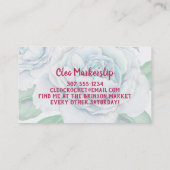 Blauwe rozen haakwerk visitekaartje (Achterkant)