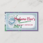 Blauwe rozen haakwerk visitekaartje (Voorkant)